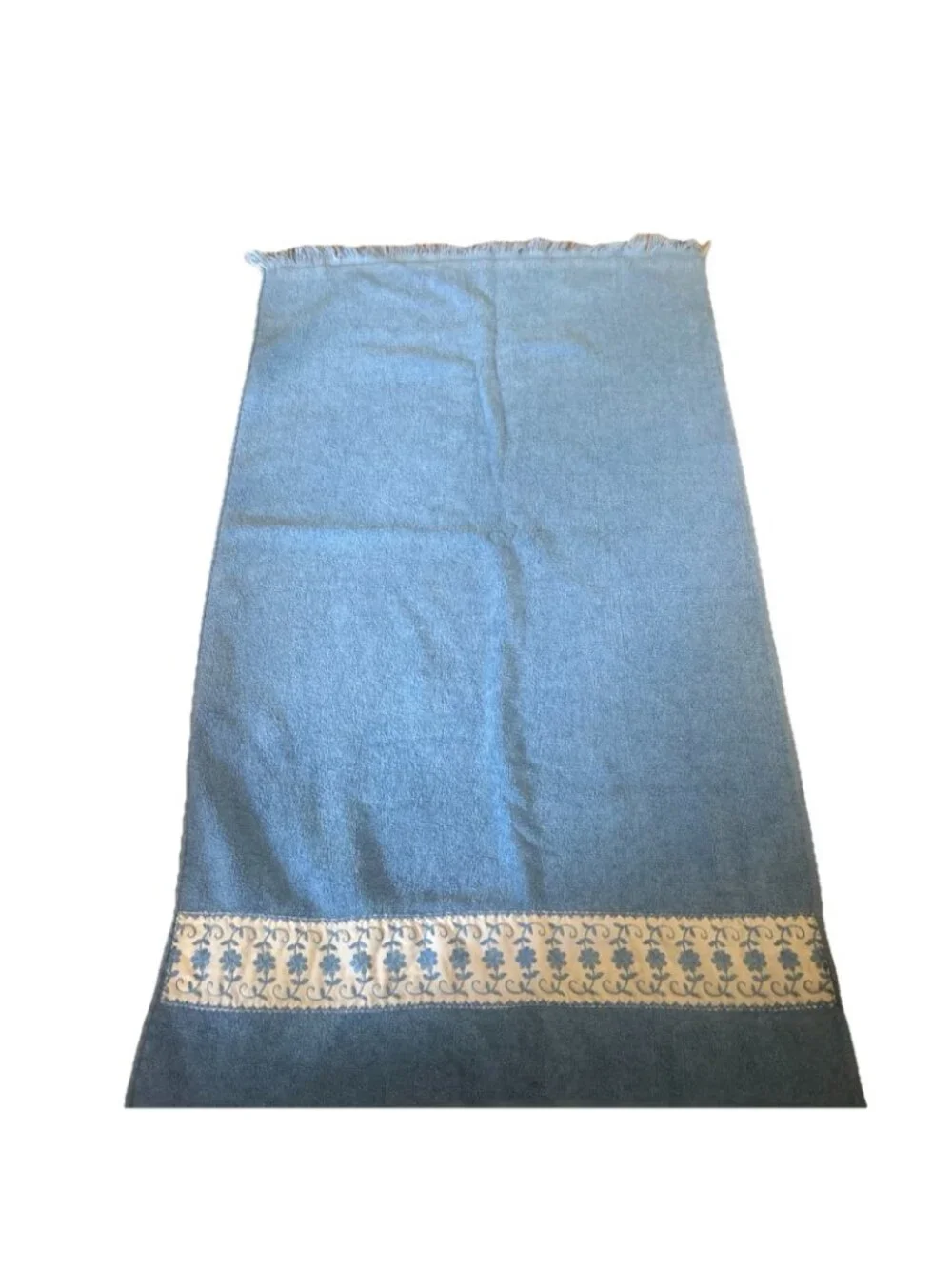 Vintage Cannon Monticello Baby Blue Floral Bath Towels 3 Pcs 1970s MCM Retro